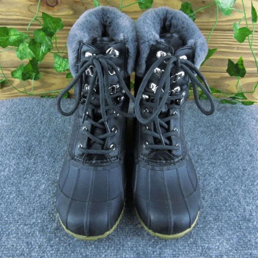 Tommy Hilfiger‎ TwRian2 Women Duck Boots Black Synthetic Lace Up Size 7 Medium